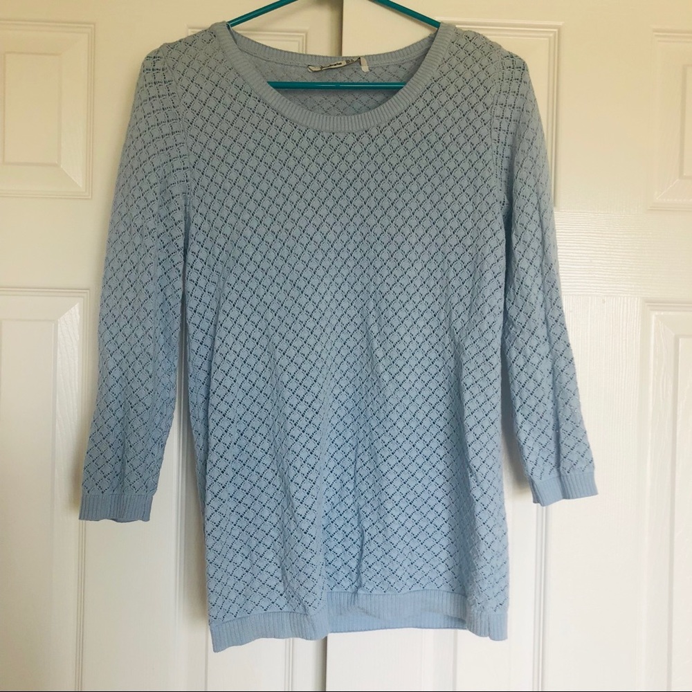 Romantic blue Crochet crew neck sweater